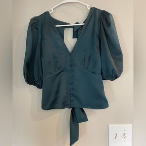 Satin Abercrombie & Fitch Puff Sleeve Blouse